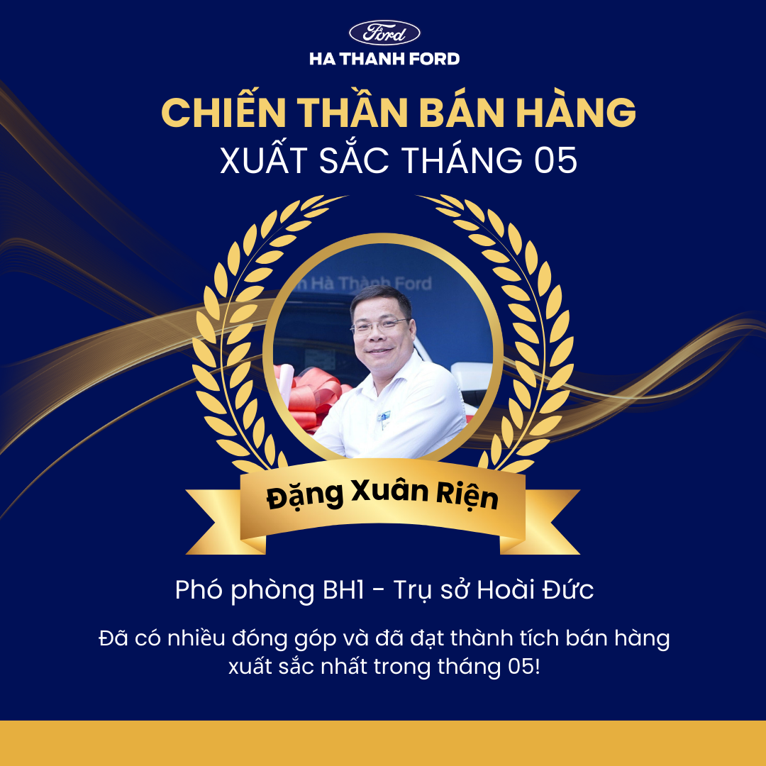 Vinh danh tập Bộ phận Kinh doanh 05/2024: Top Sale xuất sắc Hà Thành Ford