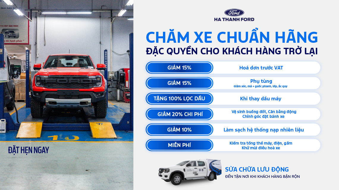 chăm xe chuẩn hãng Hà Thành Ford