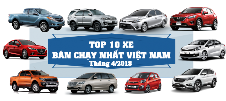 Top 10 xe bán chạy nhất thị trường ô tô Việt Nam tháng 4/2018