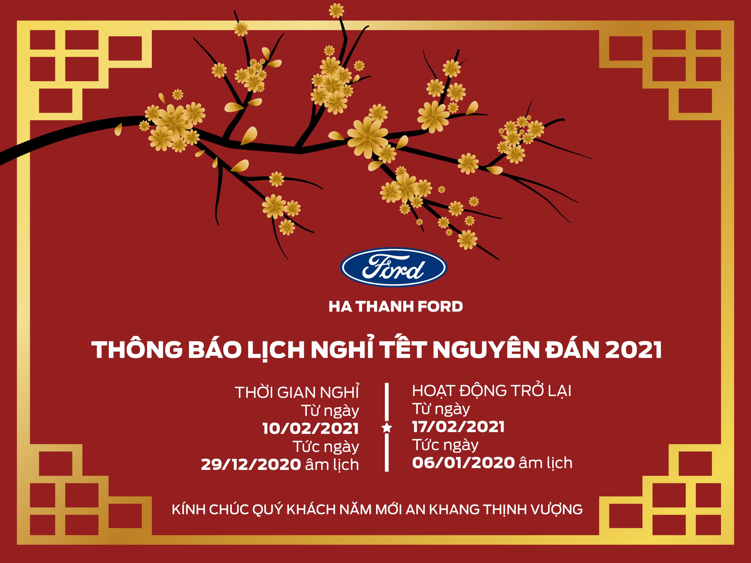 THÔNG BÁO LỊCH NGHỈ TẾT ÂM LỊCH 2021