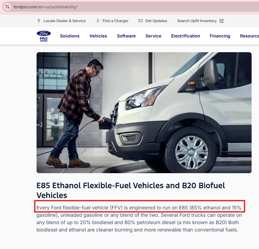 Xe Ford đổ xăng E10 có sao không?