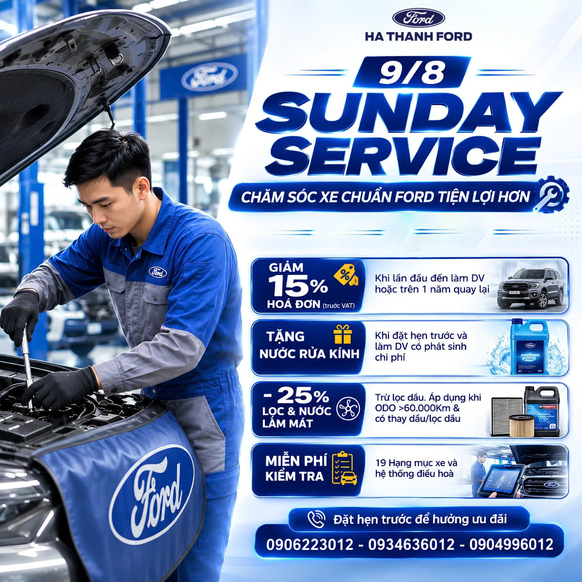 Dịch vụ chủ nhật tại Hà Thành Ford