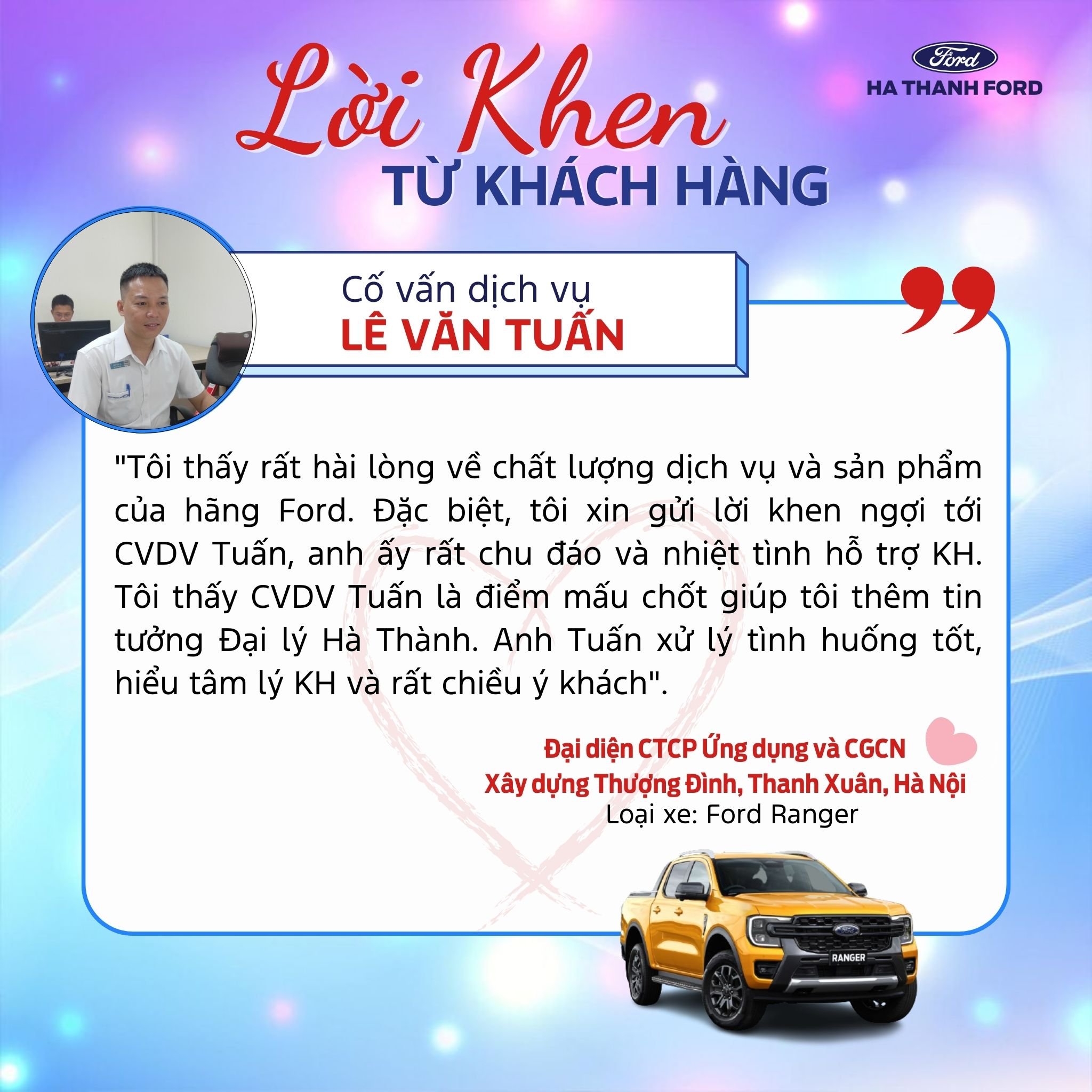 Lời khen dành tặng cố vấn dịch vụ Lời khen dành tặng cố vấn dịch vụ