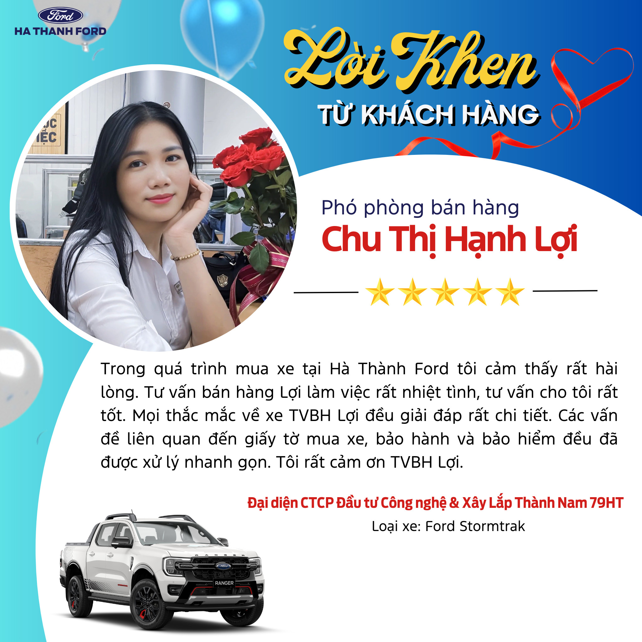 Lời khen từ khách hàng tháng 06 Lời khen từ khách hàng tháng 06