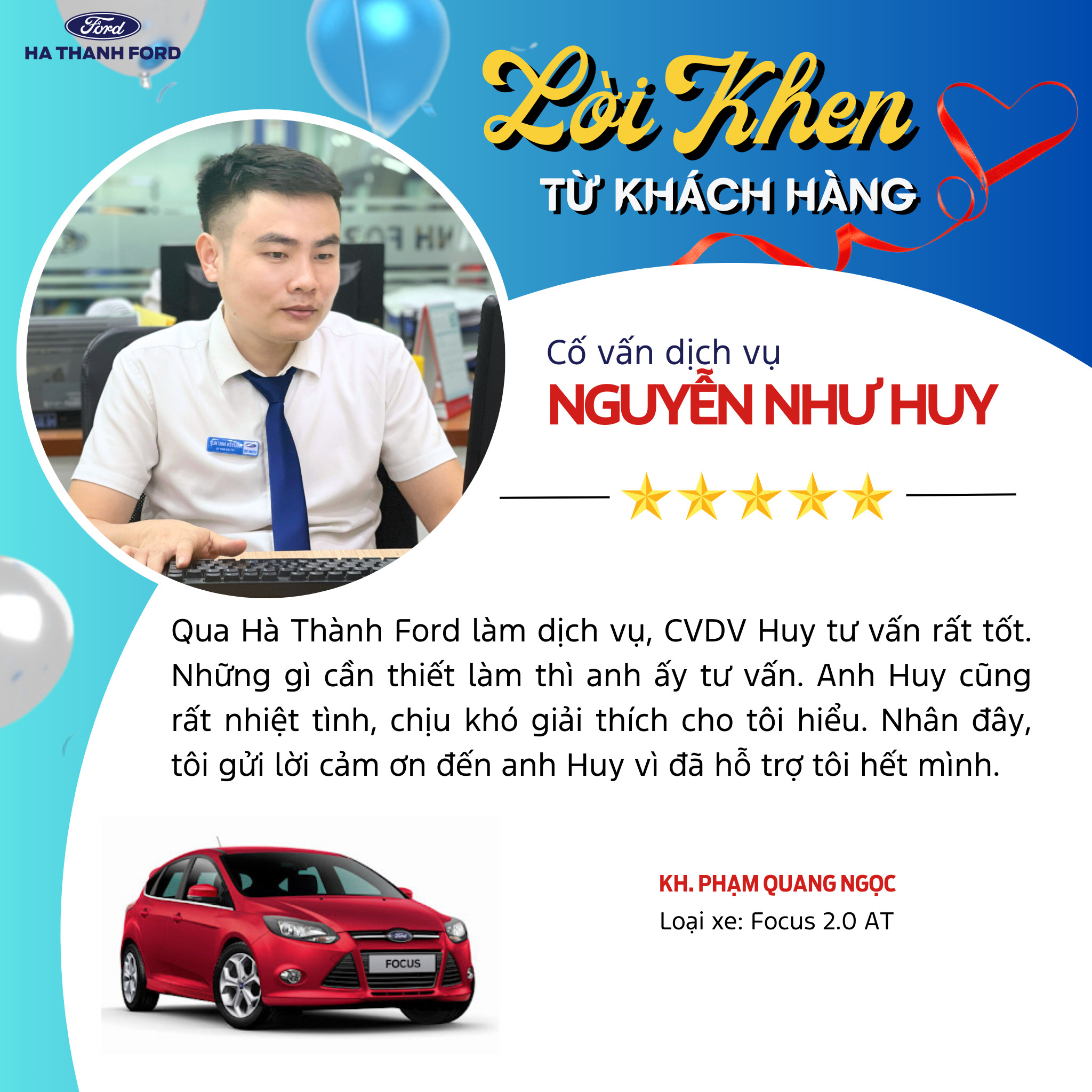 Lời khen dành tặng cố vấn dịch vụ Lời khen dành tặng cố vấn dịch vụ