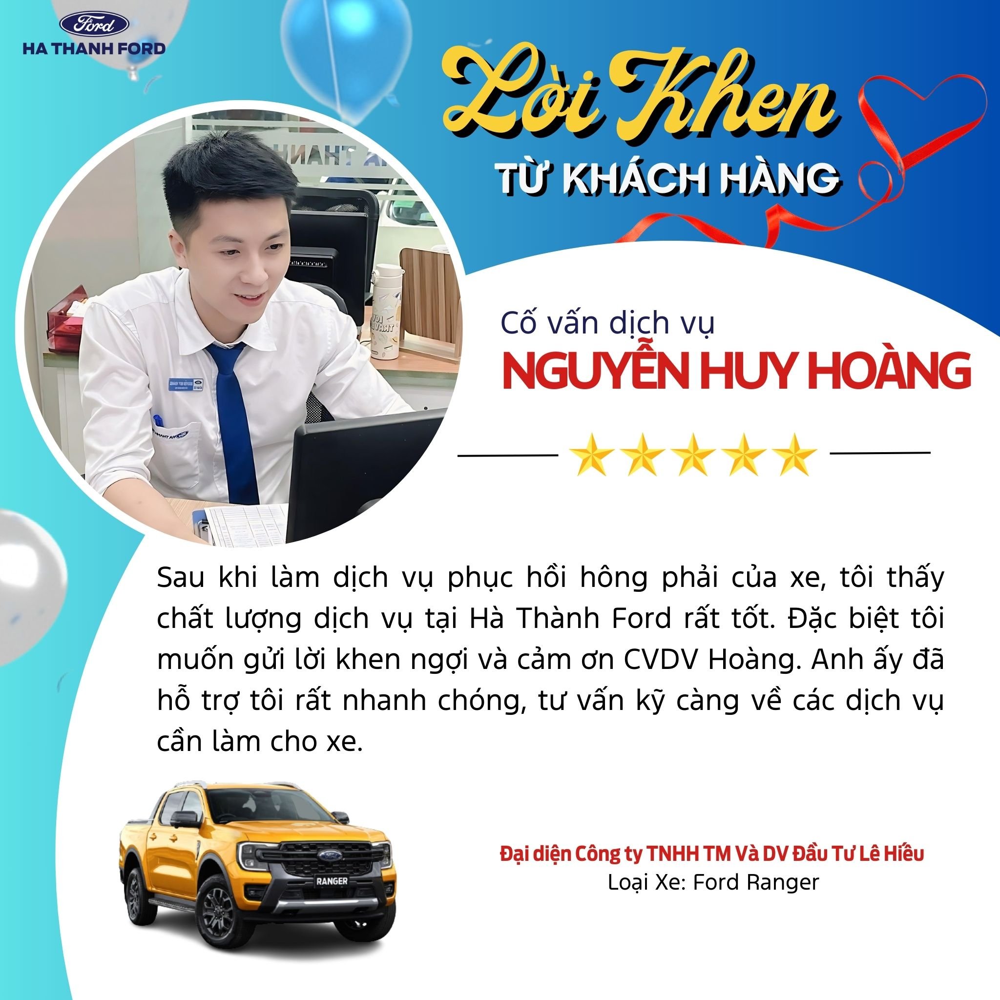 Lời khen dành tặng cố vấn dịch vụ Lời khen dành tặng cố vấn dịch vụ